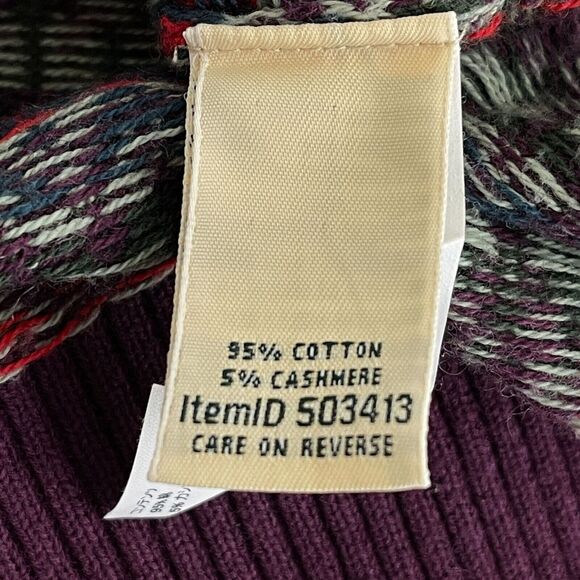 L.L . Bean Cotton Cashmere Fair Isle Turtleneck Sweater Size Medium - Picture 4 of 6